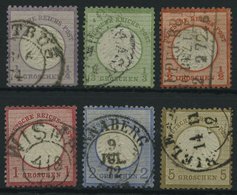 Dt. Reich 1-6 O, 1872, 1/4 - 5 Gr. Kleine Brustschilde, 6 Prachtwerte, Mi. 375.- - Used Stamps