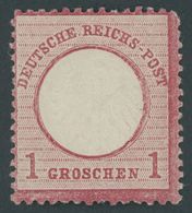 Dt. Reich 4 *, 1872, 1 Gr. Rotkarmin, Falzrest, Zwei Kürzere Zähne Sonst Farbfrisch Pracht, Fotobefund Krug, Mi. 400.- - Gebruikt