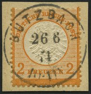 Dt. Reich 24 BrfStk, 1872, 2 Kr. Orange Auf Briefstück Mit Idealem Zentrischen K1 BUTZBACH, Farbfrisches Prachtstück, Ei - Oblitérés