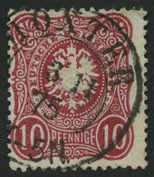 Dt. Reich 33aa O, 1875, 10 Pfe. Blutrot, Zentrischer K2 HÖXTER, Pracht, Gepr. Zenker, Mi. 250.- - Usados