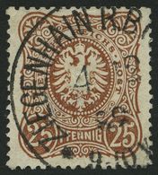 Dt. Reich 43a PF IV O, 1880, 25 Pf. Braun Mit Plattenfehler Erstes N In Pfennig Durchbrochen, Helle Stelle Sonst Pracht, - Oblitérés