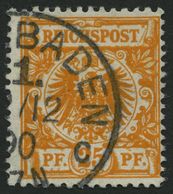 Dt. Reich 49aa O, 1890, 25 Pf. Goldgelb, Pracht, Gepr. Zenker, Mi. 450.- - Oblitérés