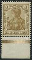 Dt. Reich 69b **, 1904, 3 Pf. Braunocker,ohne Wz., Postfrisch, Unterrandstück, Pracht, Fotoattest Jäschke-L., Mi. (900.- - Other & Unclassified