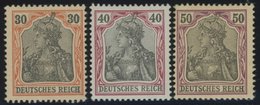 Dt. Reich 74-76 *, 1902, 30 - 50 Pf. Germania, Ohne Wz., Falzreste, 3 Werte Feinst, Mi. 290.- - Sonstige & Ohne Zuordnung