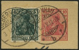 Dt. Reich 85IIe BrfStk, 1918, 5 Pf. Schwarzopalgrün Kriegsdruck Auf Ganzsachenausschnitt, Pracht, Gepr. Jäschke, Mi. 100 - Altri & Non Classificati