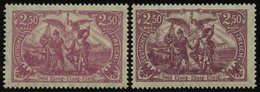 Dt. Reich 115a,d **, 1920, 2.50 M. Rosalila Und Dunkelpurpur, 2 Prachtwerte, Gepr. Infla, Mi. 65.- - Used Stamps