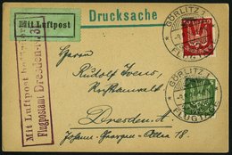 Dt. Reich 344/5 BRIEF, 1924, 5 Und 10 Pf. Holztaube Auf Luftpostdrucksache Mit Sonderstempel GÖRLITZ FLUGTAGE Und Luftpo - Usados