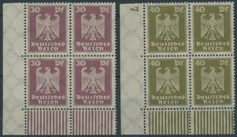 Dt. Reich 359/60 VB **, 1924, 30 Und 40 Pf. Reichsadler, Walzendruck, In Linken Unteren Eckrandviererblocks, Postfrisch, - Gebraucht