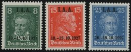 Dt. Reich 407-09 **, 1927, I.A.A., Prachtsatz, Gepr. D. Schlegel, Mi. 240.- - Usati