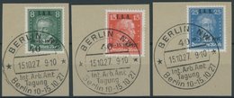 Dt. Reich 407-09 BrfStk, 1927, I.A.A. Mit Sonderstempel IAA Auf Briefstücken, Prachtsatz, Mi. 300.- - Gebruikt