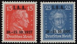 Dt. Reich 408/9 **, 1927, 15 Und 25 Pf. I.A.A., 2 Prachtwerte, Normale Zähnung, Pracht, Mi. 160.- - Gebruikt