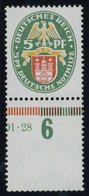 Dt. Reich 425X **, 1928, 5 Pf. Nothilfe, Wz. Stehend, Unterrandstück, Links Drei Verkürzte Zähne Sonst Postfrisch Pracht - Oblitérés