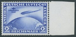 Dt. Reich 438Y **, 1930, 2 M. Südamerikafahrt, Wz. Liegend, Rechtes Seitenstück, Postfrisch, Pracht, Unsigniert, Fotoatt - Gebruikt