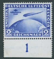 Dt. Reich 438Y **, 1930, 2 M. Südamerikafahrt, Wz. Liegend, Mit Unterrand, Postfrisch, Senkrechter Knick Durch Die Marke - Used Stamps