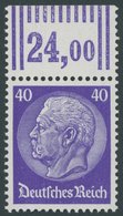 Dt. Reich 472WOR **, 1932, 40 Pf. Hindenburg, Walzendruck, Oberrandstück, Postfrisch, Pracht, Mi. 200.- - Used Stamps