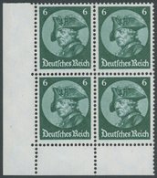 Dt. Reich 479 VB **, 1933, 6 Pf. Friedrich Der Große Im Linken Unteren Eckrandviererblock Aus Markenheftchenbogen, Unter - Other & Unclassified