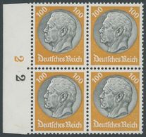 Dt. Reich 495 VB **, 1933, 100 Pf. Hindenburg, Wz. 2, Im Linken Randviererblock, Postfrisch, Pracht, Mi. (720.-) - Otros & Sin Clasificación