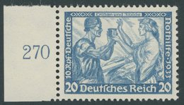 Dt. Reich 505A **, 1933, 20 Pf. Wagner, Gezähnt K 14:13, Linkes Seitenrandstück, Postfrisch, Pracht, Unsigniert, Fotoatt - Sonstige & Ohne Zuordnung