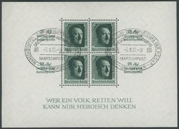 Dt. Reich Bl. 11 O, 1937, Block Reichsparteitag, Ersttags-Sonderstempel MARSCHPOST, Pracht - Autres & Non Classés