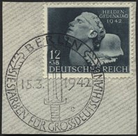 Dt. Reich 812IV BrfStk, 1942, 12 Pf. Heldengedanktag Mit Abart Weißer Punkt Am Ohr, Sonderstempel, Prachtbriefstück, Mi. - Andere & Zonder Classificatie