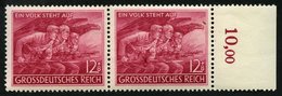 Dt. Reich 908VIII **, 1945, 12 Pf. Volkssturm Mit Abart Zweite Hand Von Links Verstümmelt, Im Waagerechten Paar Mit Norm - Altri & Non Classificati