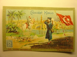 IMAGE CHROMO CHOCOLAT KLAUS - TURQUIE - 10.5cm X 6.5cm - Petite Correspondance - CIRCA 1910 - TURKEY FACTEUR DRAPEAU - Autres & Non Classés