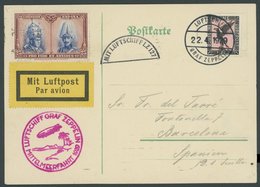 ZEPPELINPOST 24B BRIEF, 1929, Mittelmeerfahrt, Bordpost, Mit Privatem Segmentstempel Mit Luftpost LZ 127 Und Spanischer  - Zeppelins