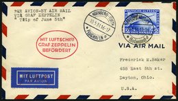 ZEPPELINPOST 107Ba BRIEF, 1931, Fahrt Nach Nürnberg, Auflieferung Fr`hafen, Frankiert Mit 2 RM Südamerikafahrt, Prachtbr - Zeppelines