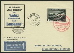 ZEPPELINPOST 110A BRIEF, 1931, Fahrt Nach Vaduz, Frankiert Mit Sondermarke 1 Fr., Karte Kleine Knitter, Marke Pracht - Zeppelin