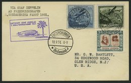 ZULEITUNGSPOST 129 BRIEF, Liechtenstein: 1931, 2. Südamerikafahrt, Post Nach Brasilien, Prachtkarte Mit Guter Frankatur - Zeppelin