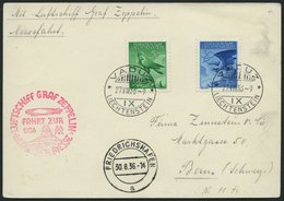 ZULEITUNGSPOST 365A BRIEF, Liechtenstein: 1936, Fahrt Zur Leipziger Messe, Prachtkarte - Zeppelin