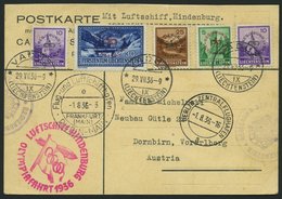 ZULEITUNGSPOST 427 BRIEF, Liechtenstein: 1936, Olympiafahrt, Mit Dienstmarken-Frankatur, Prachtkarte Nach Österreich - Zeppelines