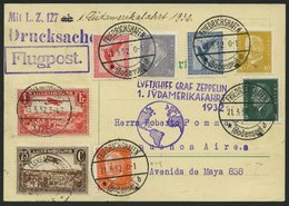 ZULEITUNGSPOST 138 BRIEF, Luxemburg: 1932, 1. Südamerikafahrt, Drucksachenkarte, Pracht - Zeppeline