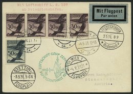 ZULEITUNGSPOST 106 BRIEF, Österreich: 1931, Pommernfahrt, Karte Feinst - Zeppelin