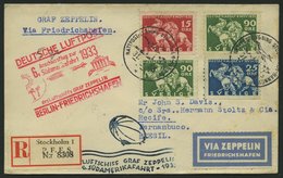 ZULEITUNGSPOST 229B BRIEF, Schweden: 1933, 6. Südamerikafahrt, Anschlussflug Ab Berlin, Einschreibbrief, Pracht - Zeppelin