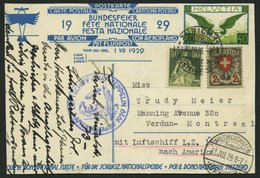 ZULEITUNGSPOST 27 BRIEF, Schweiz: 1929, 1. Nordamerikafahrt, Ohne Verzögerungsstempel, Prachtkarte - Zeppelin