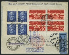ZULEITUNGSPOST 169Ba BRIEF, Schweiz: 1932, Luposta-Fahrt, Abwurf Rönne, Prachtbrief - Zeppelin