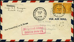 KATAPULTPOST 26B BRIEF, Vorläufer: 29.3.1930, Schwarzer Stempel Kein Katapultflug Von D. Europa, Prachtbrief - Cartas & Documentos