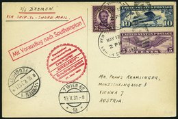 KATAPULTPOST 42a BRIEF, 17.5.1931, &quot,Bremen&quot, - Southampton, US-Landpostaufgabe, Prachtkarte - Storia Postale