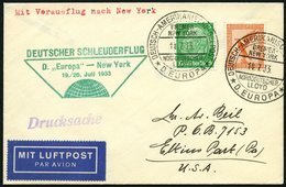 KATAPULTPOST 129b BRIEF, 19.7.1933, &quot,Europa&quot, - New York, Seepostaufgabe, Drucksache, Prachtbrief - Cartas & Documentos