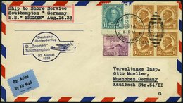 KATAPULTPOST 136a BRIEF, 20.8.1933, Bremen - Southampton, US-Landpostaufgabe, 11 C. Mit Plattennummer, Prachtbrief - Briefe U. Dokumente