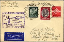 KATAPULTPOST 185b BRIEF, 9.5.1935, Bremen - New York, Seepostaufgabe, Drucksache, Pracht - Briefe U. Dokumente