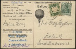 BALLON-FAHRTEN 1897-1916 21.5.1909, Oberrheinischer Verein Der Luftschiffahrt Strassburg, Abwurf Vom Ballon GRAF WEDEL M - Luchtballons
