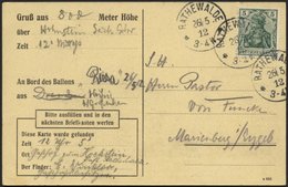 BALLON-FAHRTEN 1897-1916 26.5.1912, Königlicher Sächsischer Verein Für Luftschiffahrt Dresden, Karte Für Ballon ELBE Vor - Montgolfier