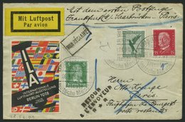 ERST-UND ERÖFFNUNGSFLÜGE 28.52.01 BRIEF, 26.9.1928, Frankfurt/M.-Paris, Eine Marke Abgefallen Sonst Prachtbrief - Zeppelins