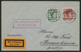 LUFTPOSTBESTÄTIGUNGSSTPL 14-03b BRIEF, BREMERHAVEN, R2 In Rotviolett, Drucksache Von HAMBURG Nach Bremerhaven, Prachtbri - Posta Aerea & Zeppelin