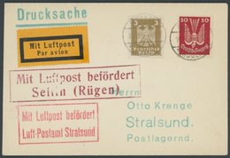 LUFTPOSTBESTÄTIGUNGSSTPL 98-01a,94-01 BRIEF, STRALSUND In Rot Und SELLIN, Drucksache Von SELLIN Nach Stralsund, Prachtbr - Airmail & Zeppelin
