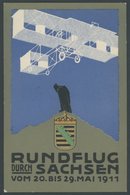 ALTE ANSICHTSKARTEN 1911, Offizielle Postkarte Rundflug Durch Sachsen Vom 20. Bis 29. Mai 1911, Gebraucht, Pracht, R! - Altri & Non Classificati