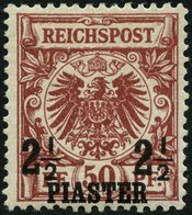 DP TÜRKEI 10a *, 1889, 21/2 PIA. Auf 50 Pf. Bräunlichrot, Falzreste, Pracht, Fotoattest Steuer, Mi. 440.- - Turchia (uffici)