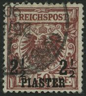 DP TÜRKEI 10ba O, 1899, 21/2 PIA. Auf 50 Pf. Lilabraun, Feinst (Bugspur), Gepr. Jäschke-L., Mi. 150.- - Turquie (bureaux)